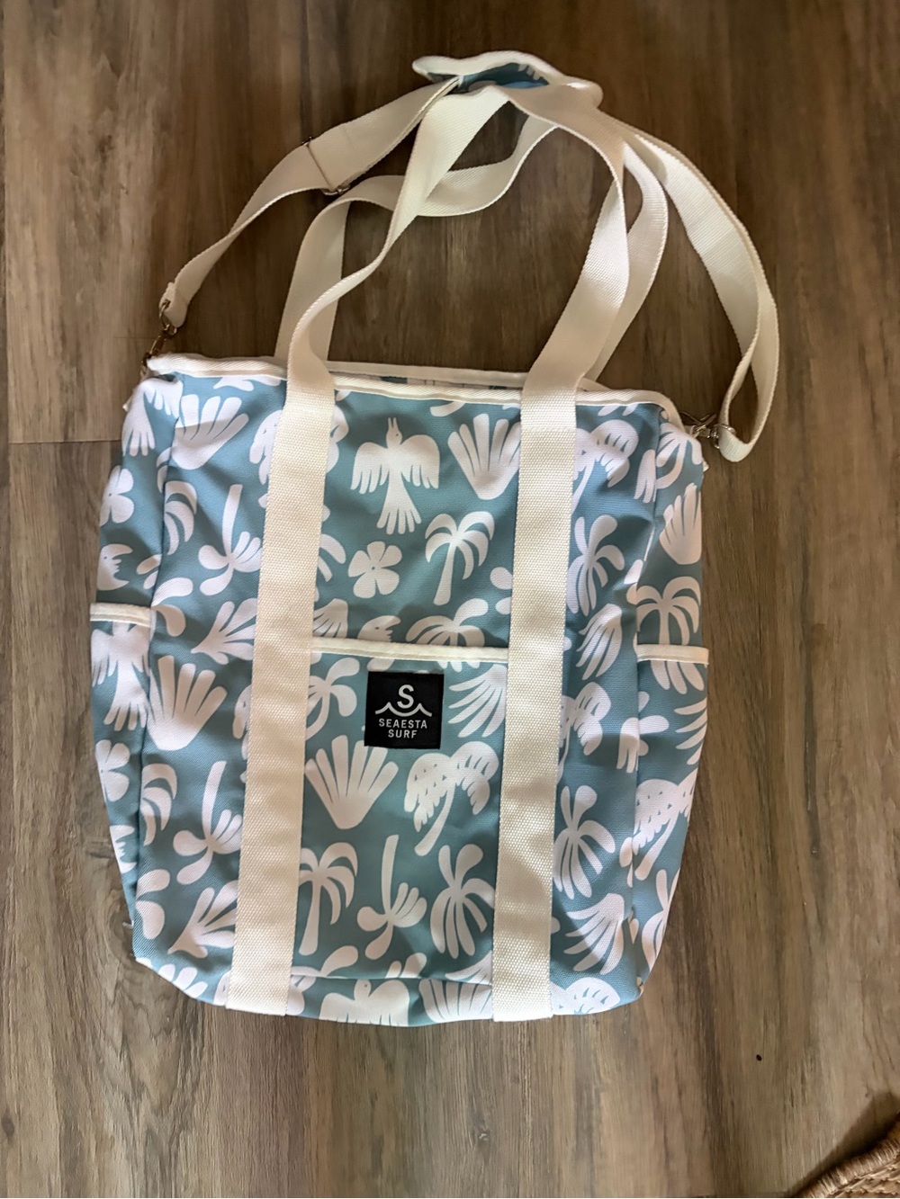 Seaesta Surf Blue & White Tropical Print Tote
